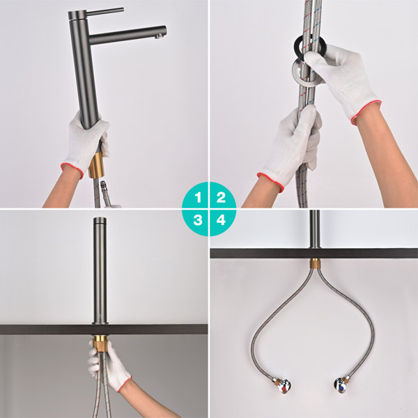 Aquaterior Bathroom Vessel Sink Faucet 8" Tall 1 Handle/Hole Cold&Hot